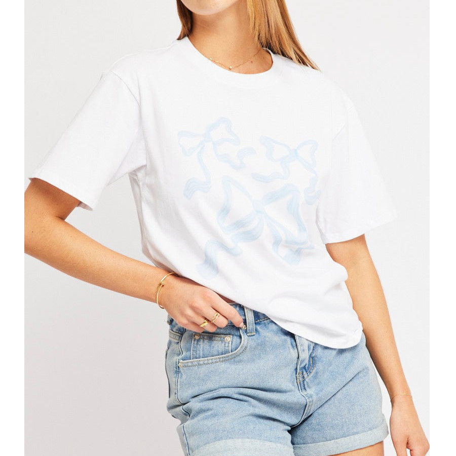 Bow Print Casual Loose Pullover T-Shirt