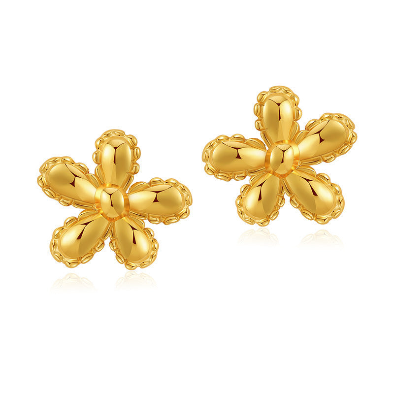 Simple Floral Gold Plated Stud Earrings