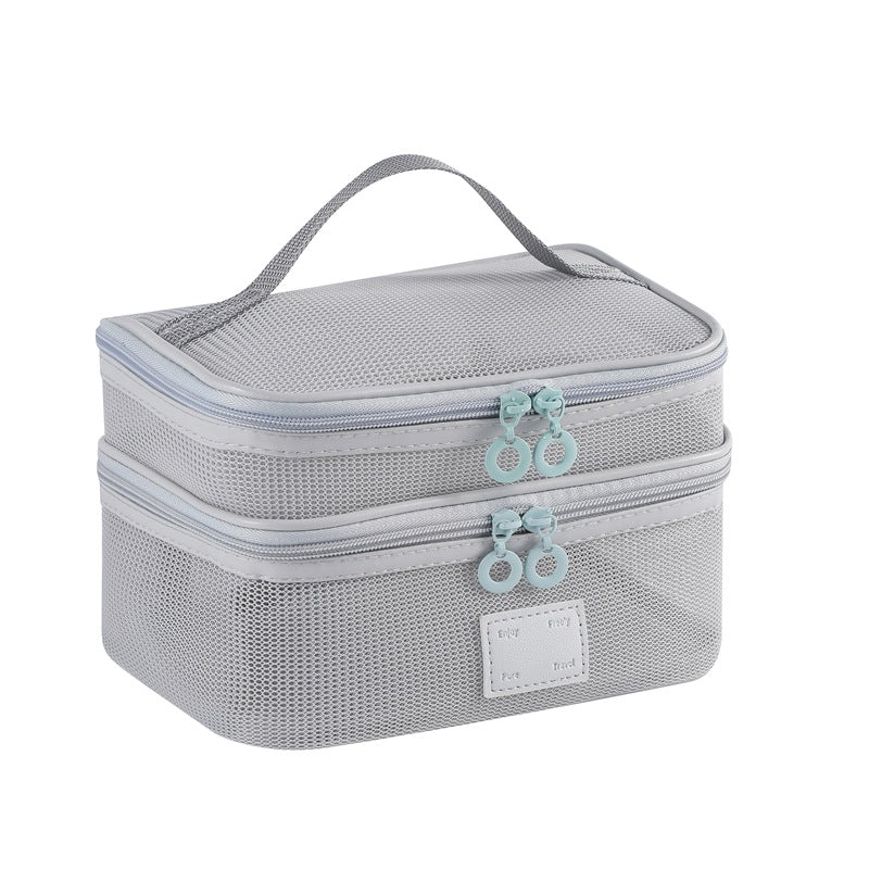 Solid Color Mesh Large Capacity Make Up Bags