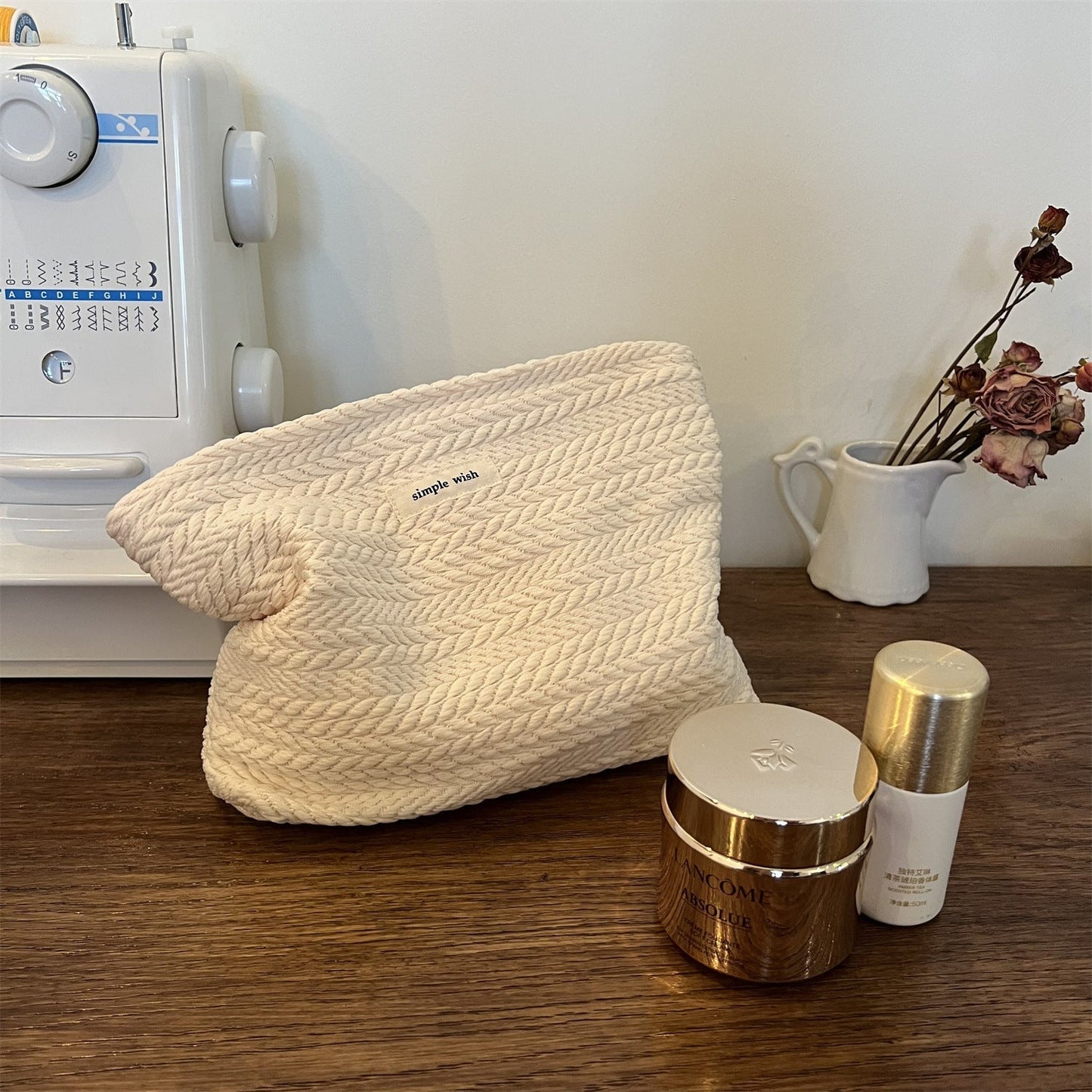 Solid Color Portable Makeup Bag