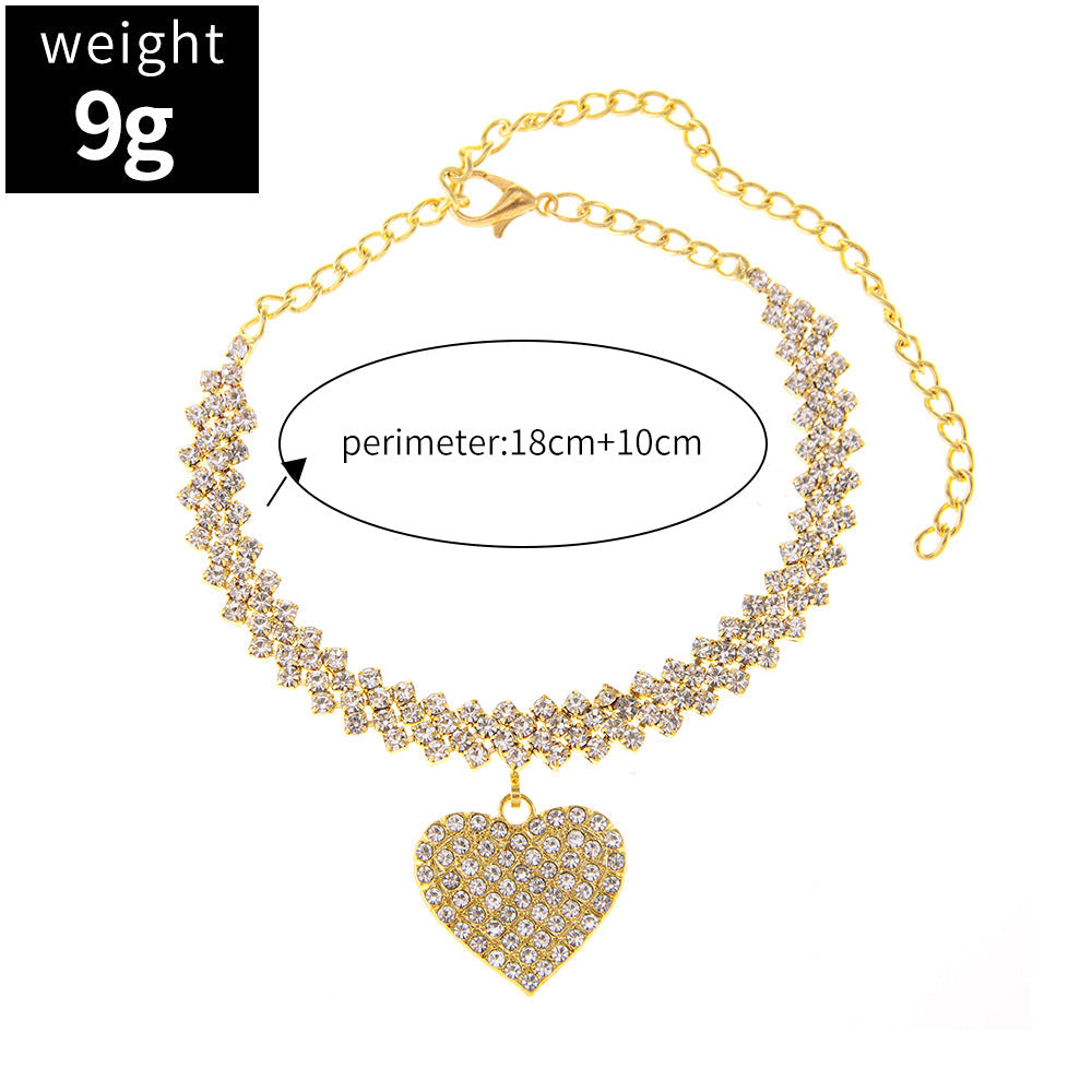 Love Pendant Rhinestone Simple Chain