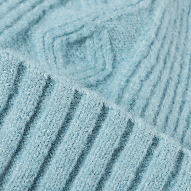 Solid Color Cable Knit Cuff Winter Beanie