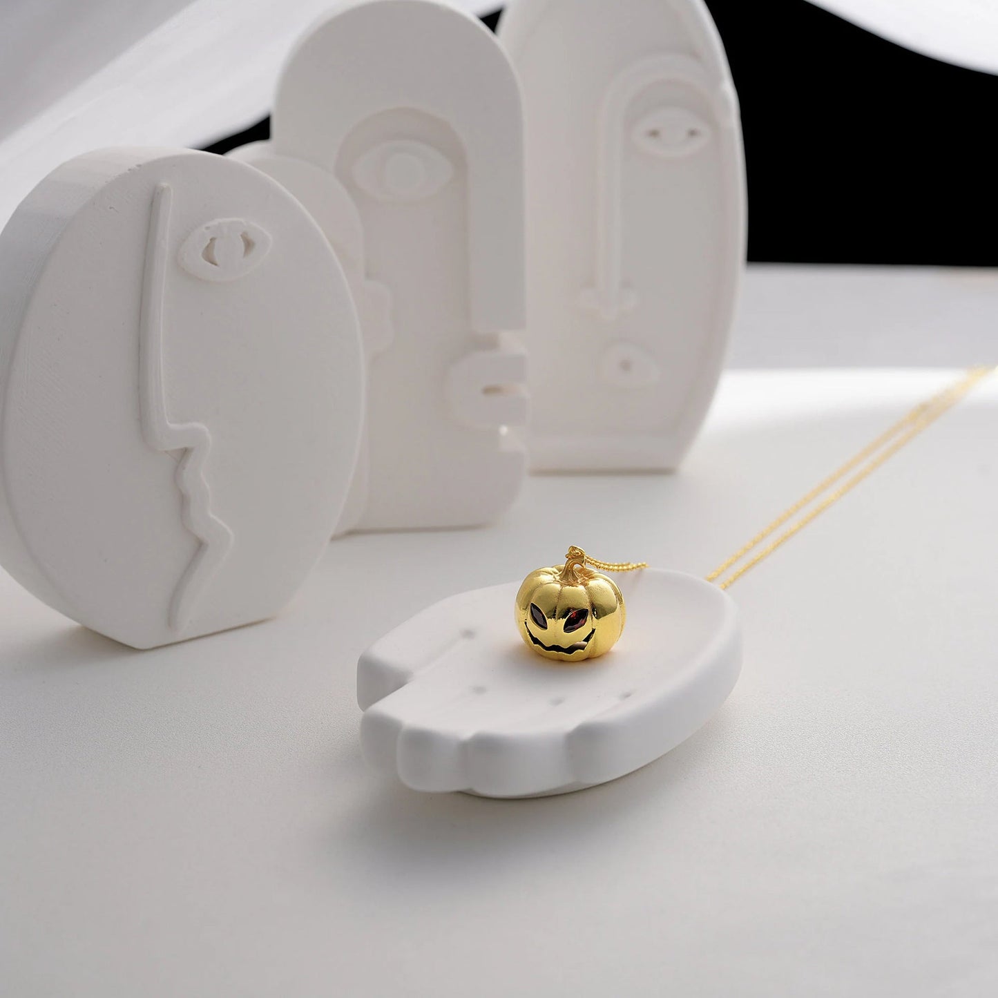 Halloween Spooky Rhinestone Pumpkin Necklace