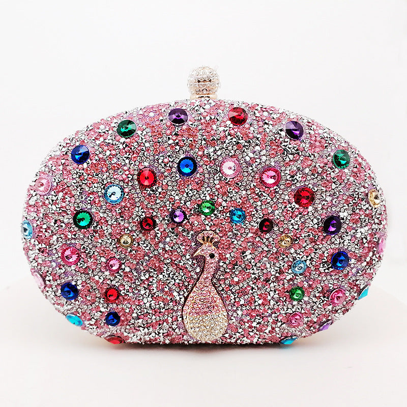 Peacock Rhinestone Elegant Party Evening Handbag
