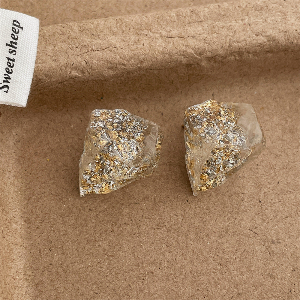 Trendy Asymmetrical Ice Crystal Stud Earrings