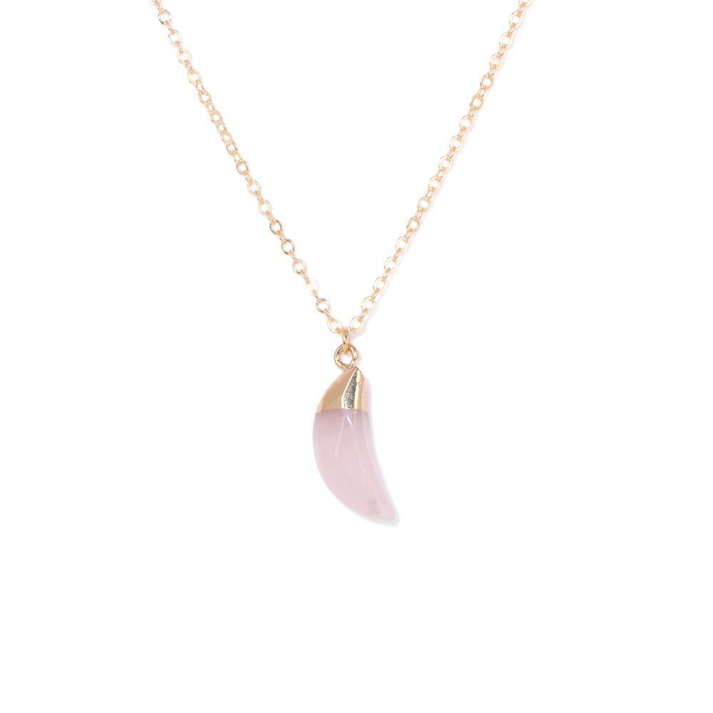 Irregiular Pink Crystal Pendant Simple Neckalces