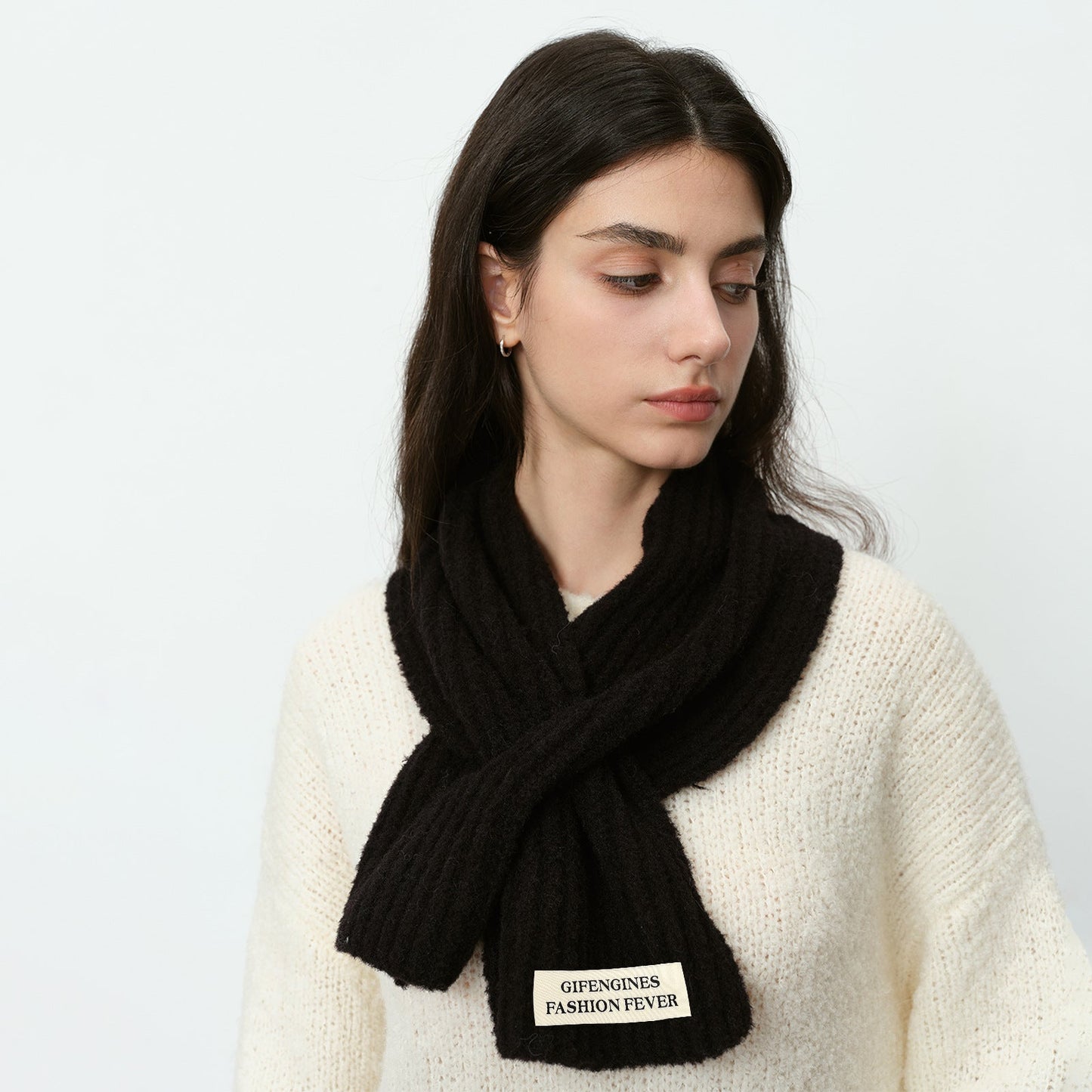 Solid Color Sweet Cross Short Knit Scarves