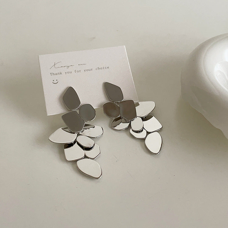 Exaggerated Geometric Drop Stud Earrings