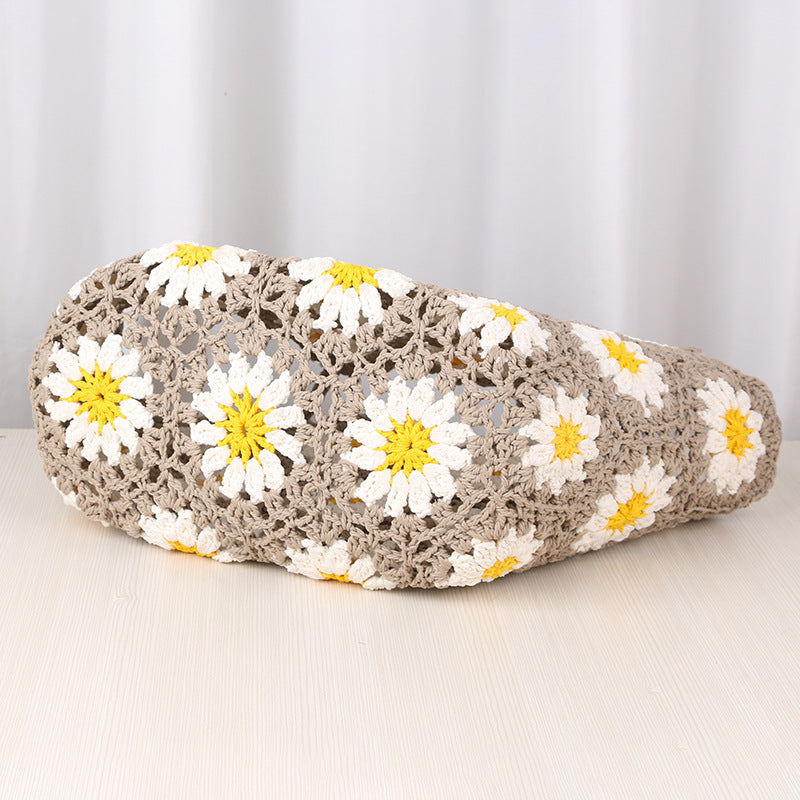 Hollow Out Flower Woven Shoulder Tote Bag
