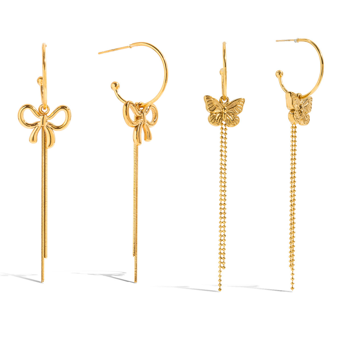 Bow Knot Tassel Dangle Hook Earrings