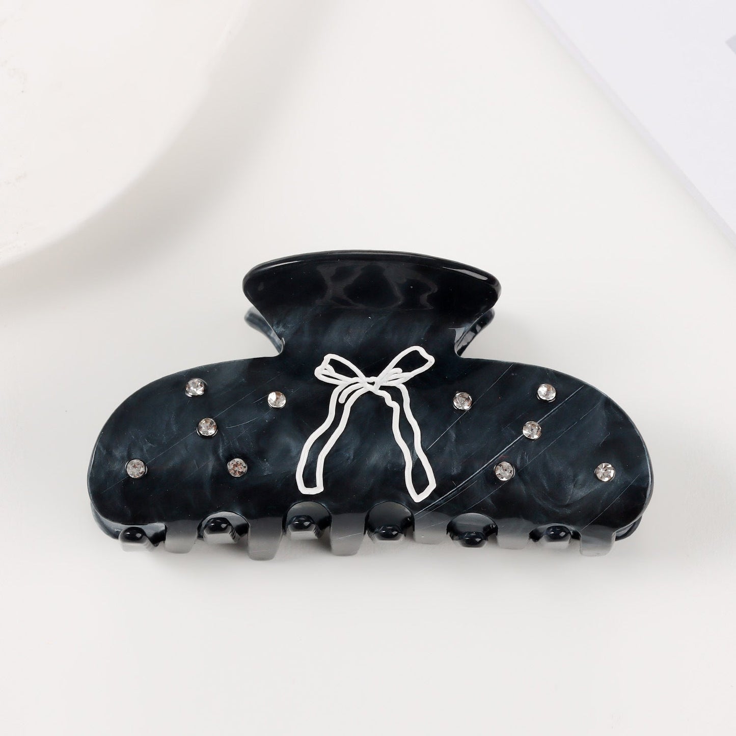 Cute Bow Print Rhinestone Hair Claw