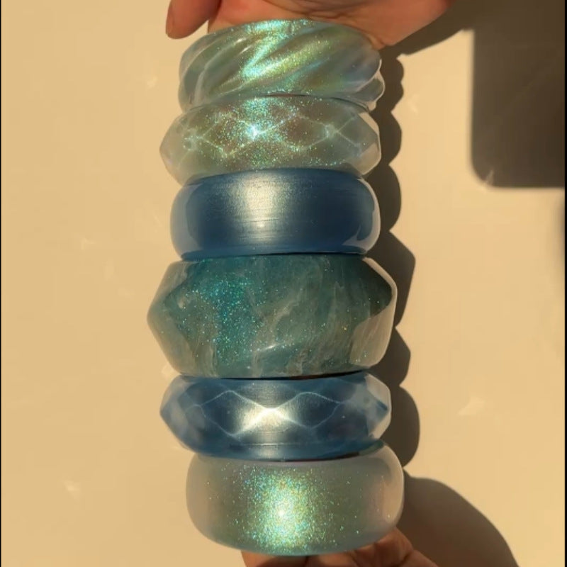 Colorful Geometric Irregular Shimmer Resin Bangle