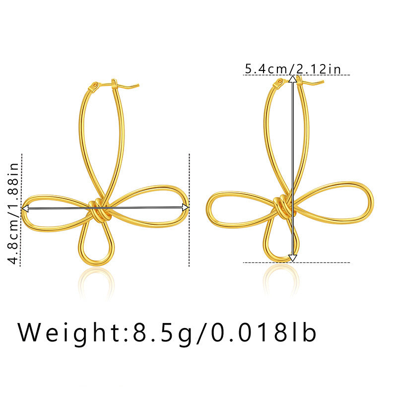 Gold Plated Hollow Bow Stud Earrings