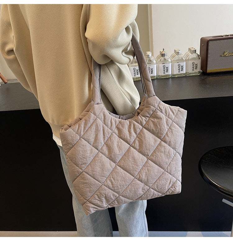Solid Color Large Capacity Puffer Handbag