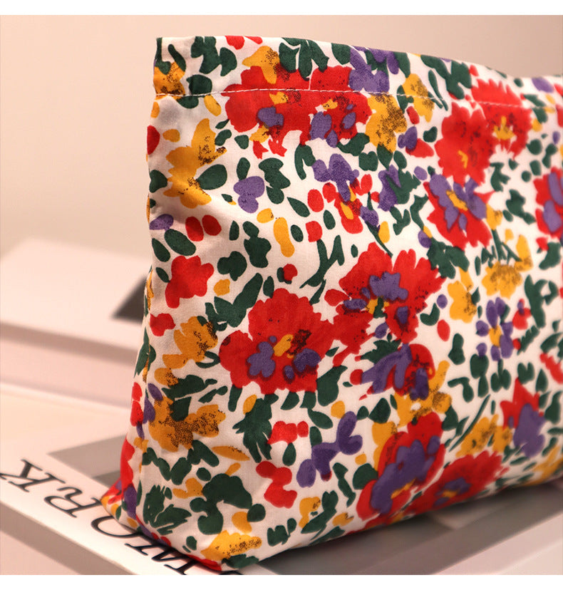 Simple Colorful Floral Print Cosmetic Bag