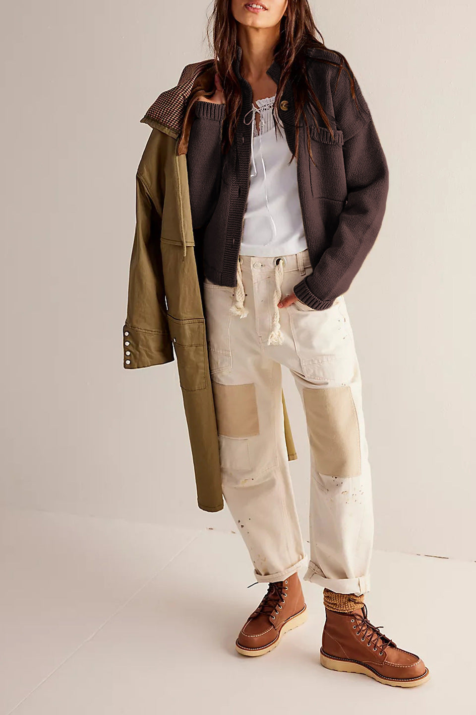 Stand Collar Button Cardigan