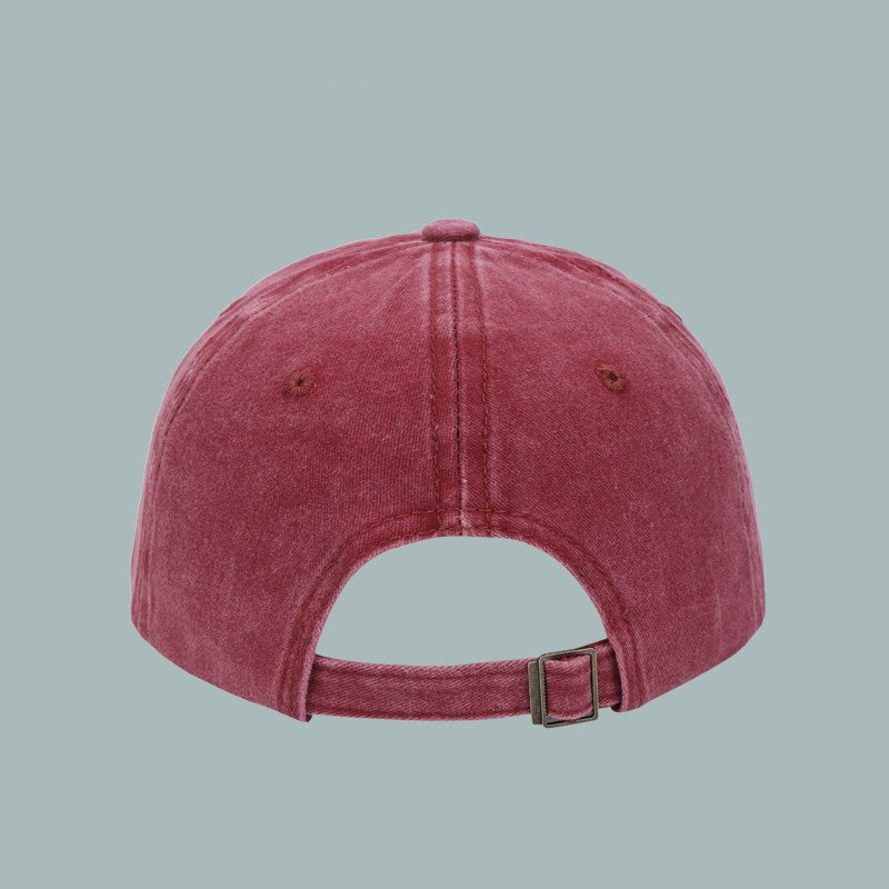 Washed Letter Embroidered Cotton Baseball Cap