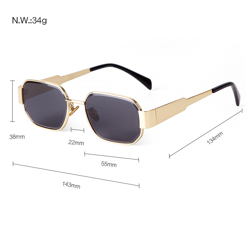 Retro Geometric Metal Frame Sunglasses