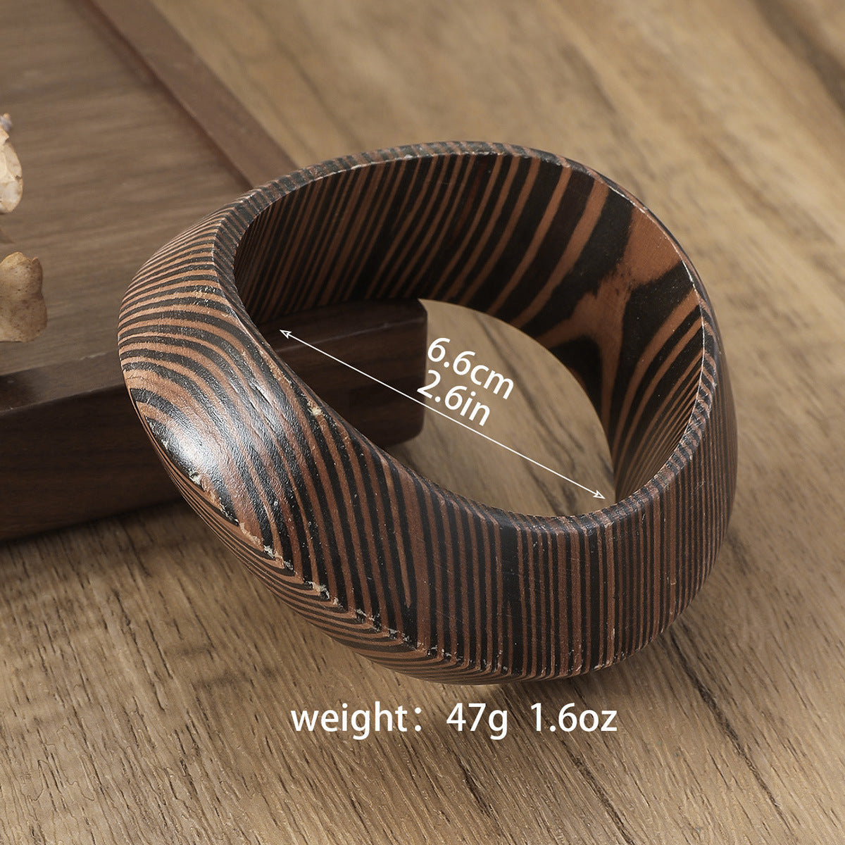 Vintage Irregular Stripe Wooden Bracelets