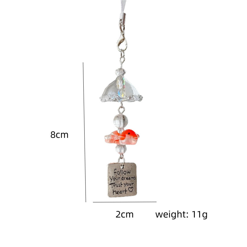 Cute Goldfish Wind Chime Crystal Bag Charm
