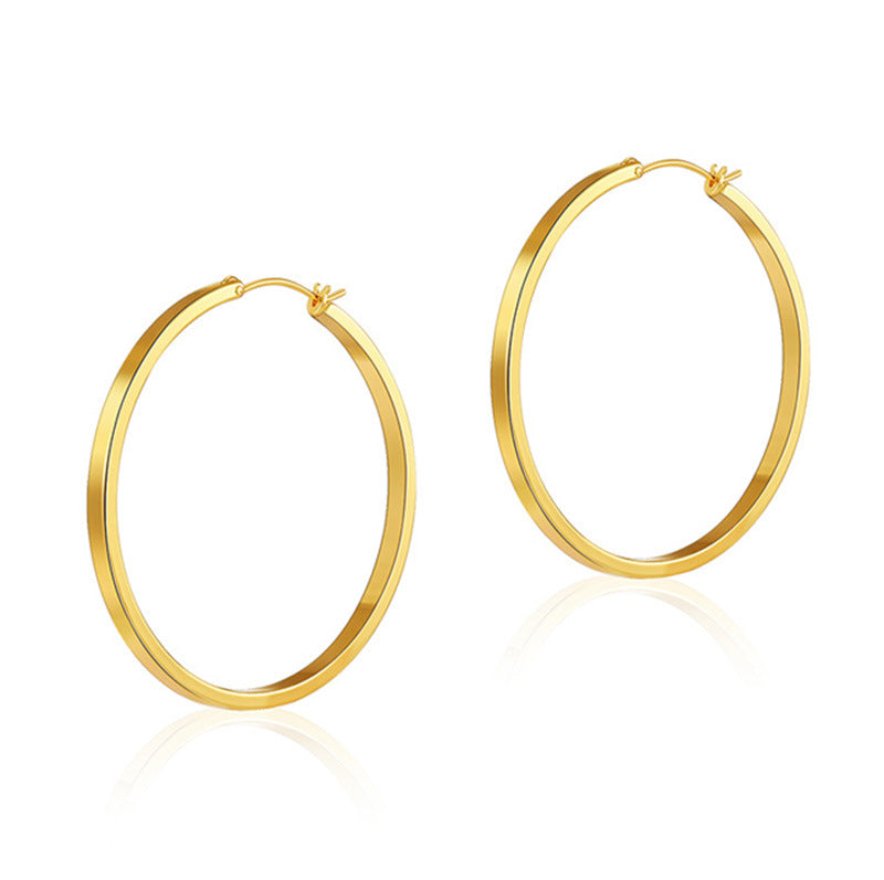 Gold Simple Punk Circle Hoop Earrings