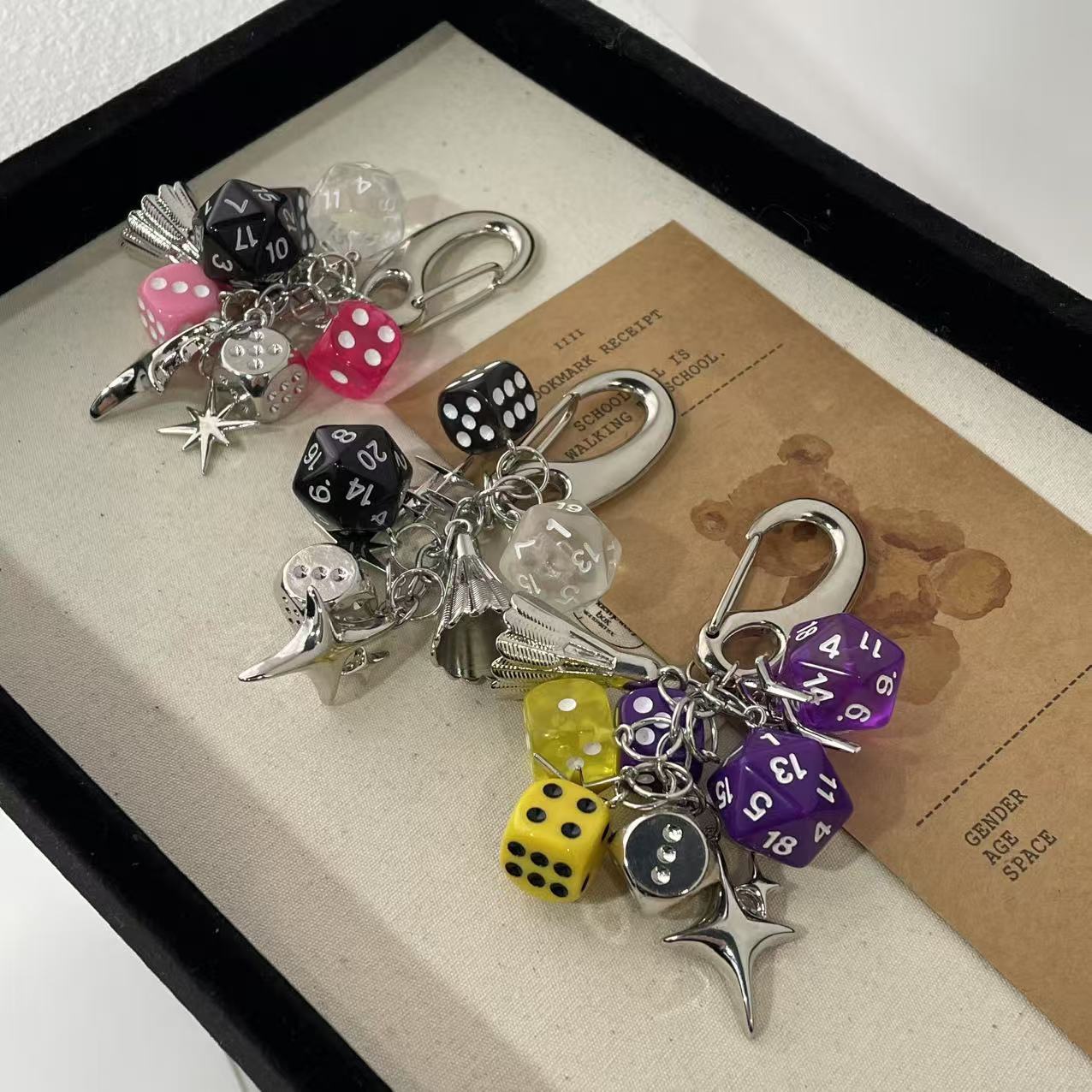 Simple Dice Star Braided Keychain Bag Charm