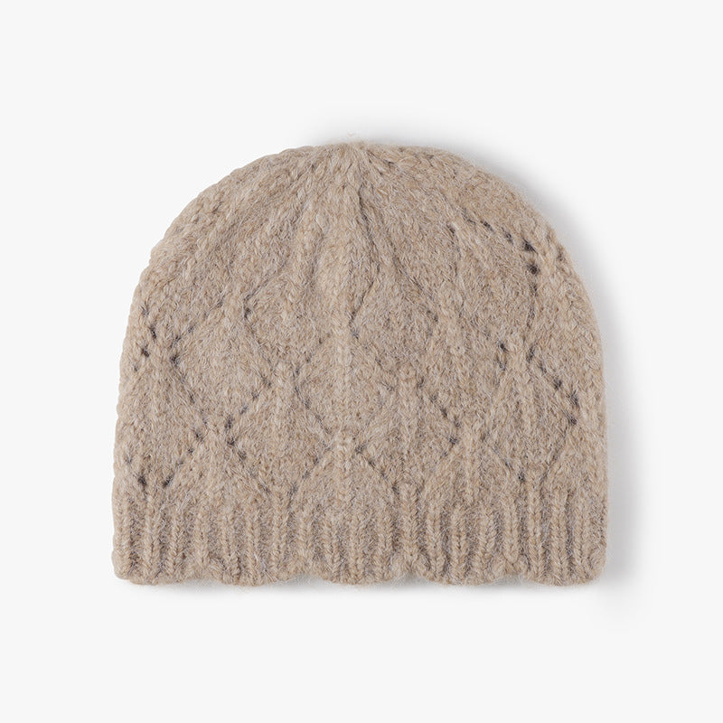 Solid Color Jacquard Knit Beanie