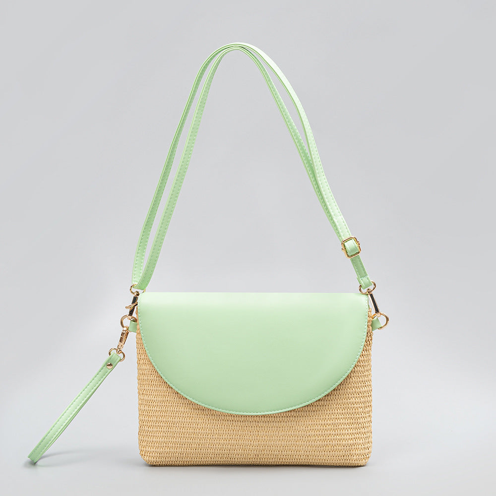 Woven Contrast Color Shoulder Bags