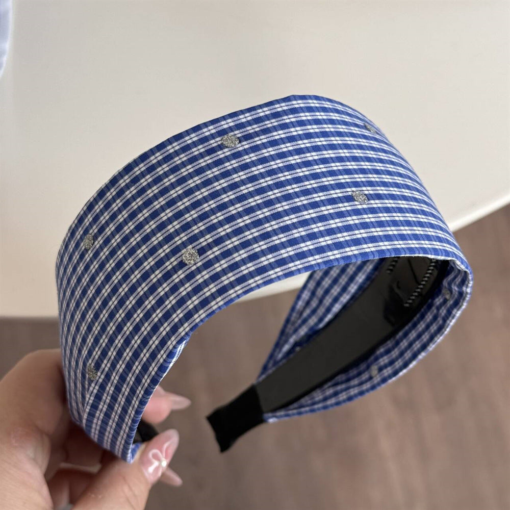 Plaid Rhinestone Simple Wide Headbands