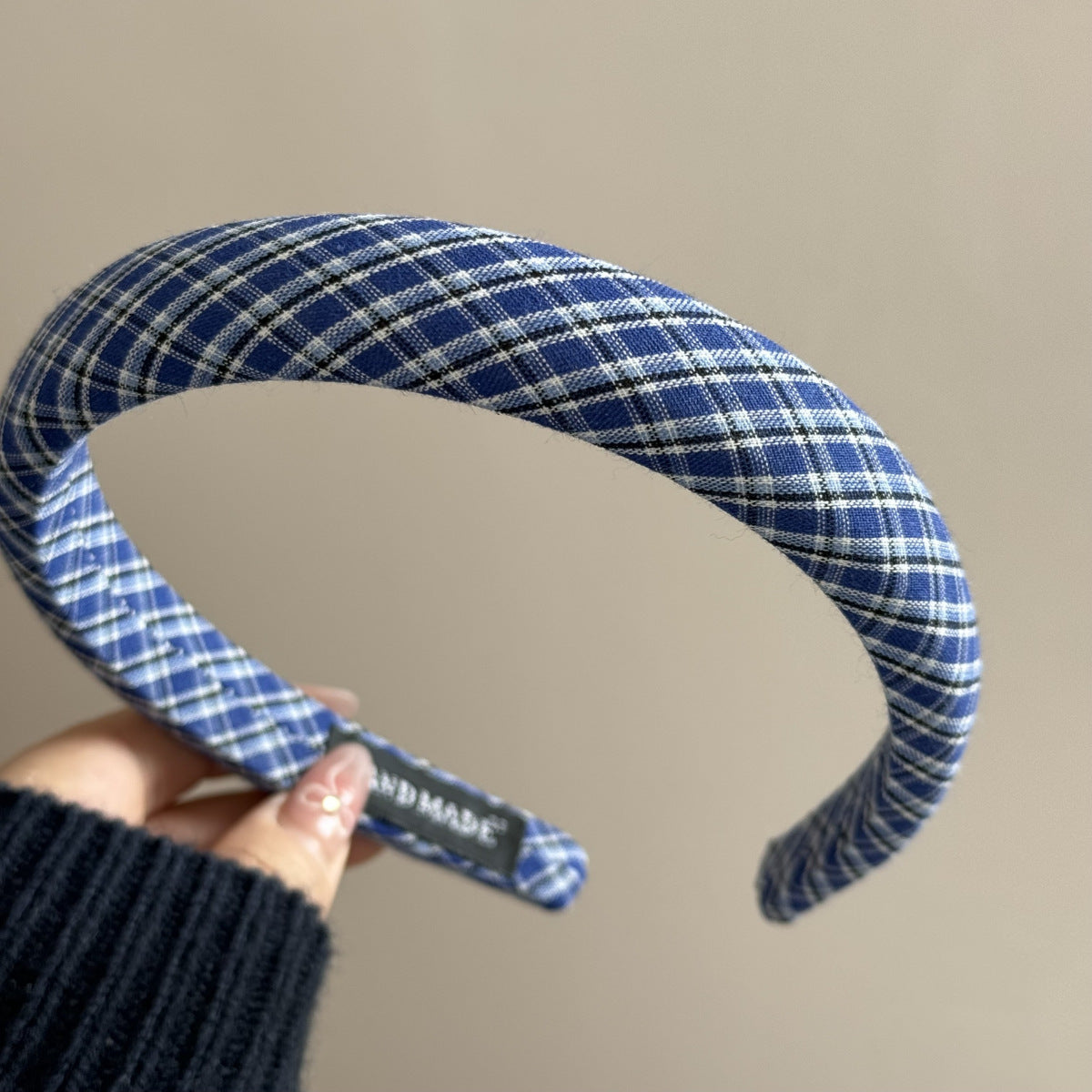 Blue Plaid Cute Wide Padded Headbands