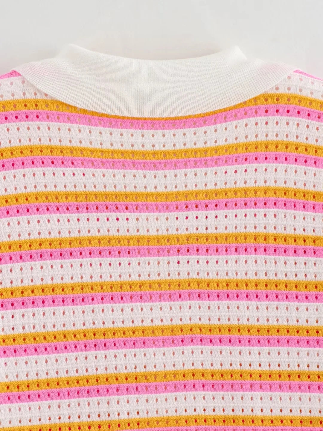 Striped Color Block Lapel Knit Sets