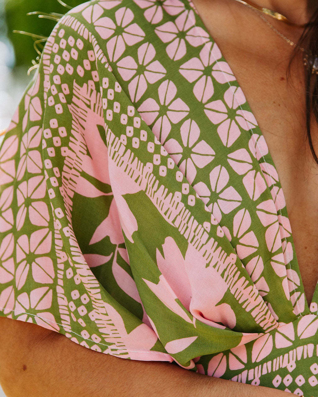 V-Neck Floral Print Side Split Dress