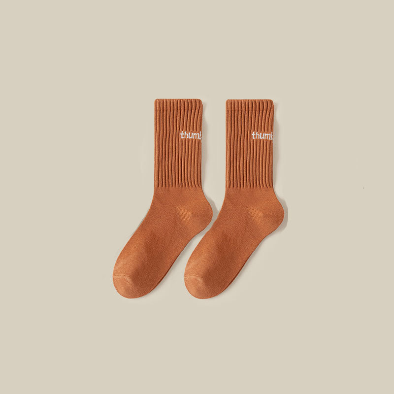 Simple Letter Solid Color Soft Socks