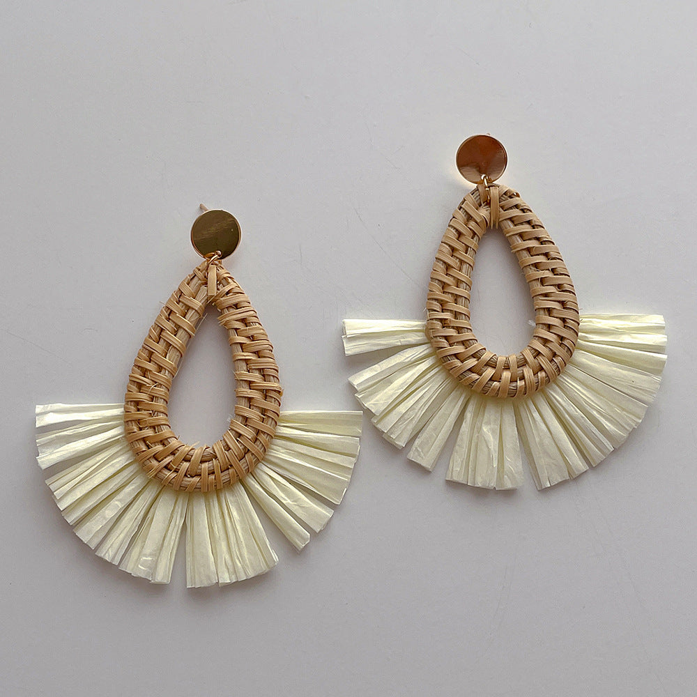 Scalloped Tassel Rattan Vacation Earrings