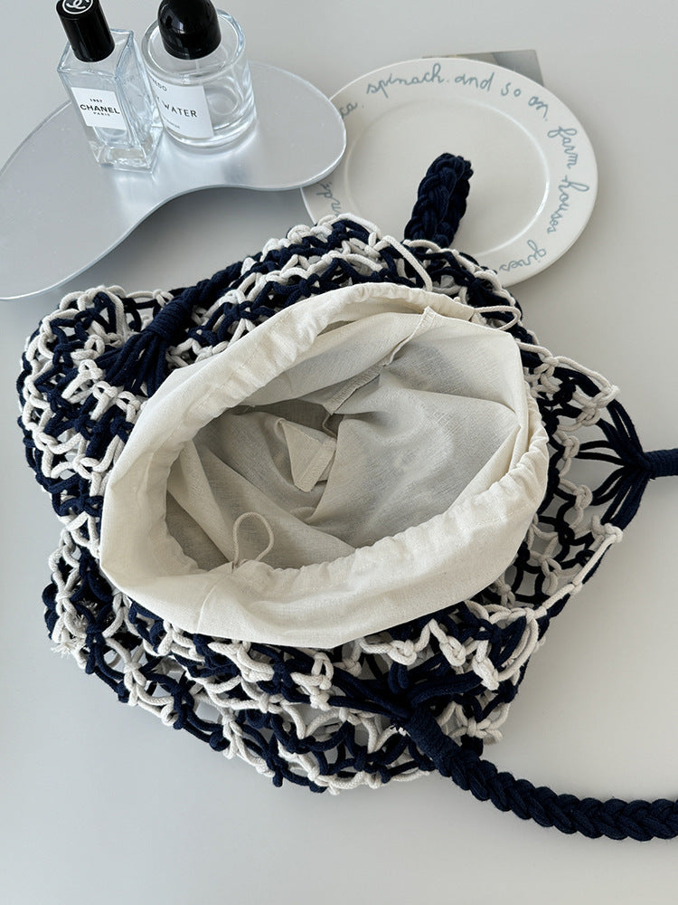 Hollow Out Color Block Shoulder Bag