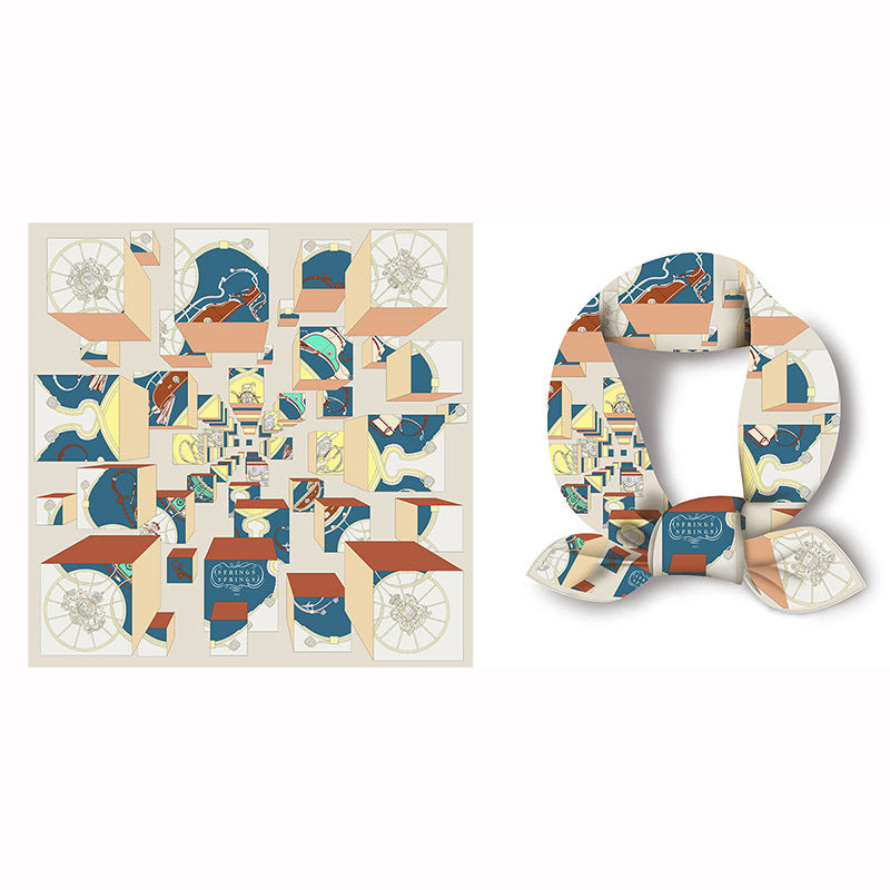 Splicing Colorful Art Print Square Satin Scarf