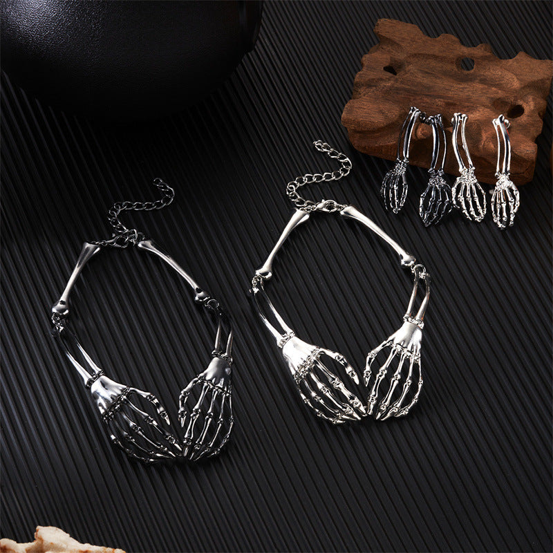 Halloween Stylish Skeleton Skull Claw Necklace