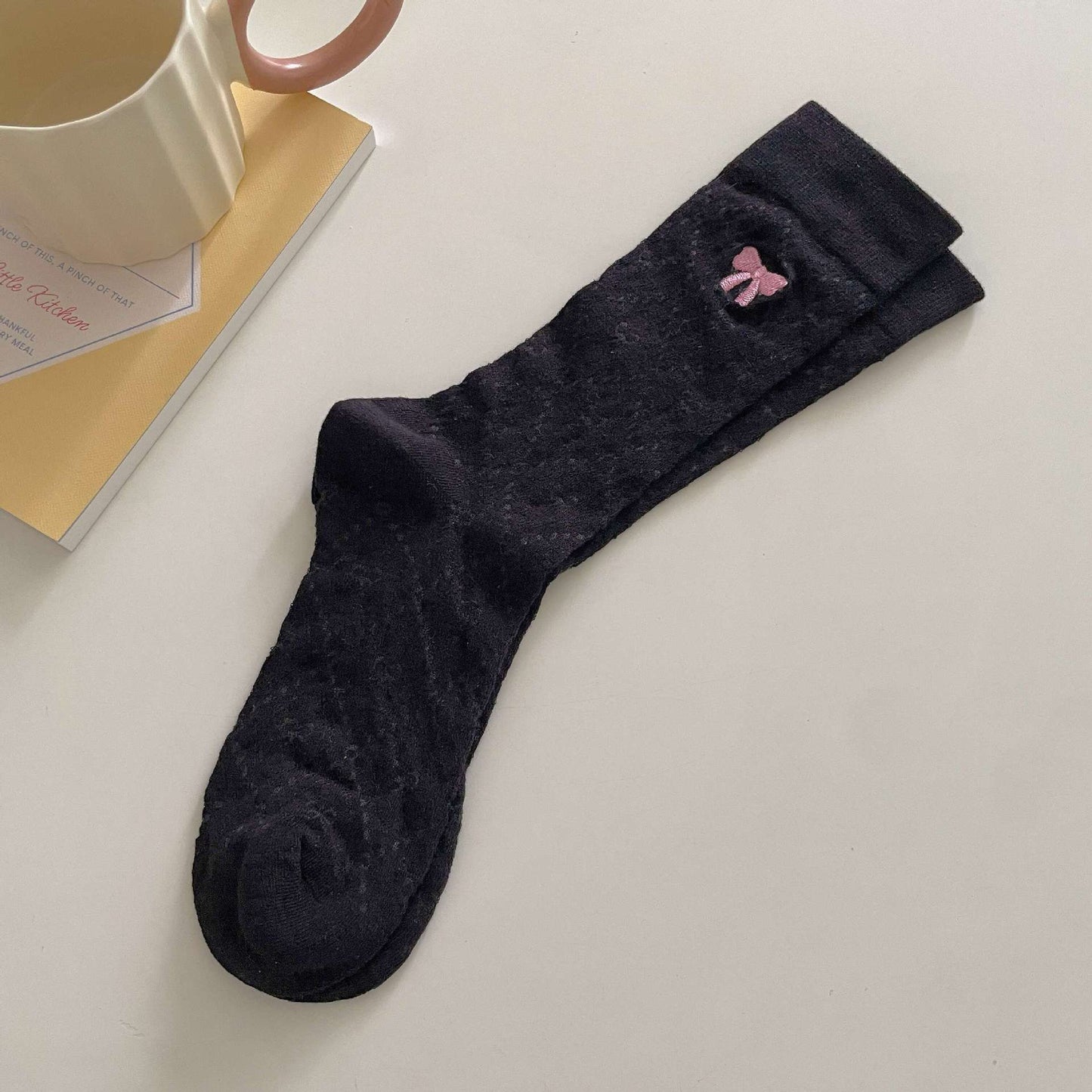 Embroideried Bow Breathable Thin Socks