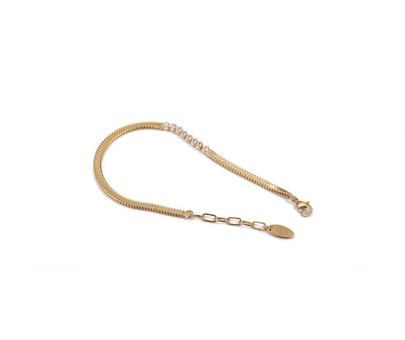 Vintage Gold Plated Zirconia Snake Chain Bracelet