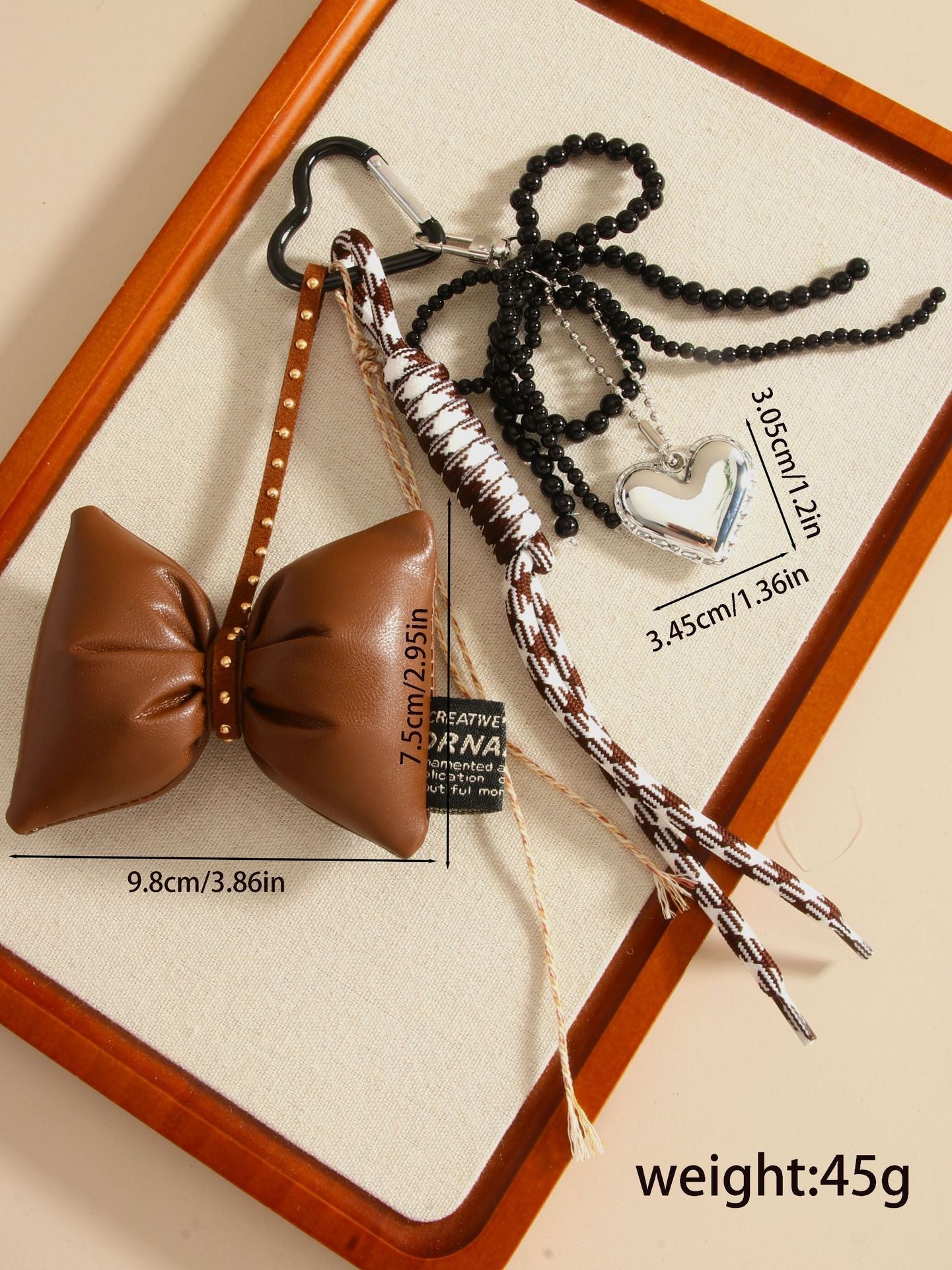 Sweet Bow Heart Braided Rope Bag Charm