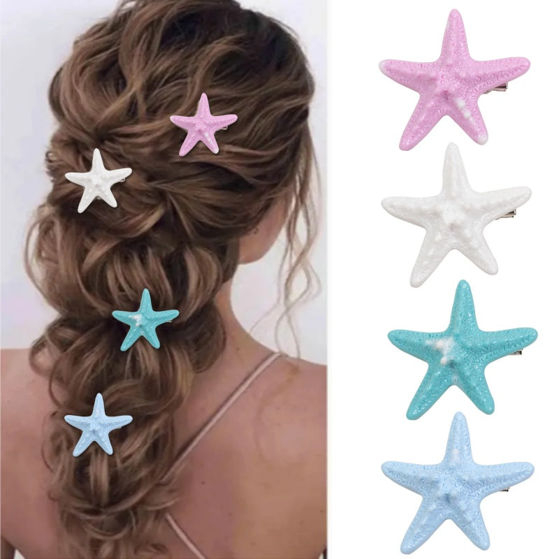 Accesorios para el cabello para vacaciones de verano junto al mar con estrellas de mar