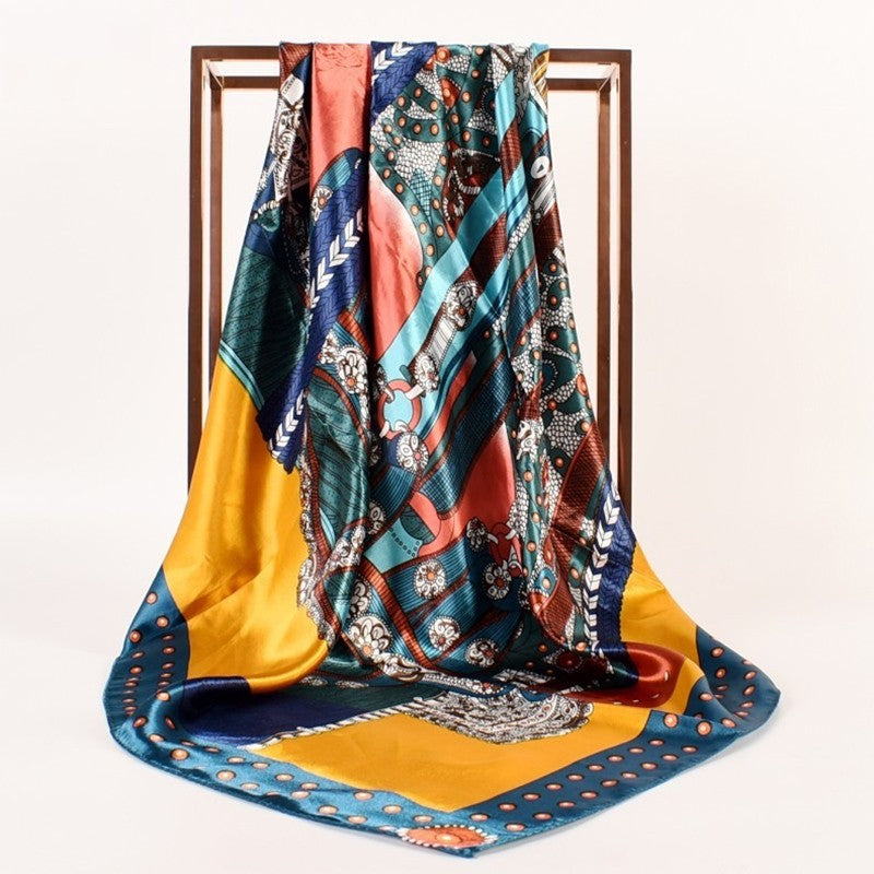Fashion Printed Square Satin Head Scarf