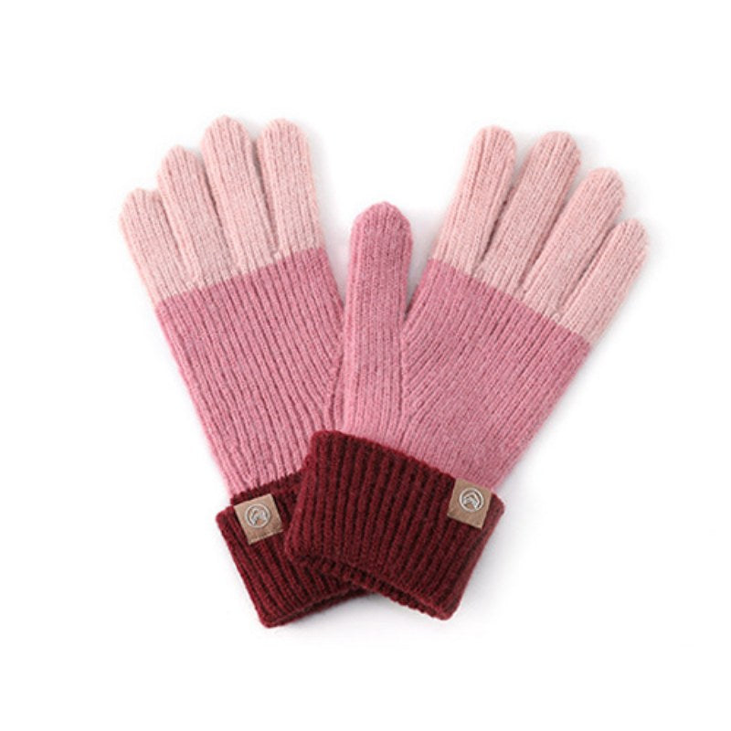 Splicing Color Block Ribbed Knit Gloves