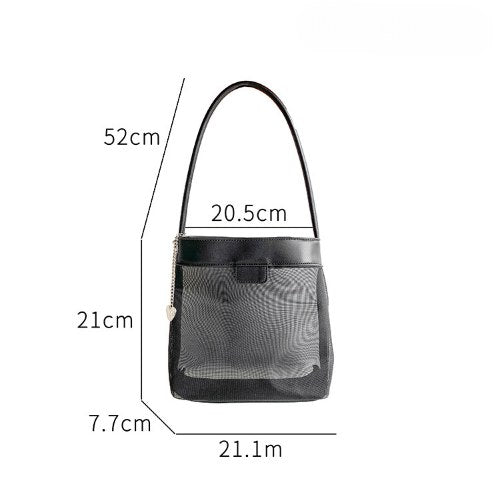 Leather Large Capacity Mesh Shoulder Bag