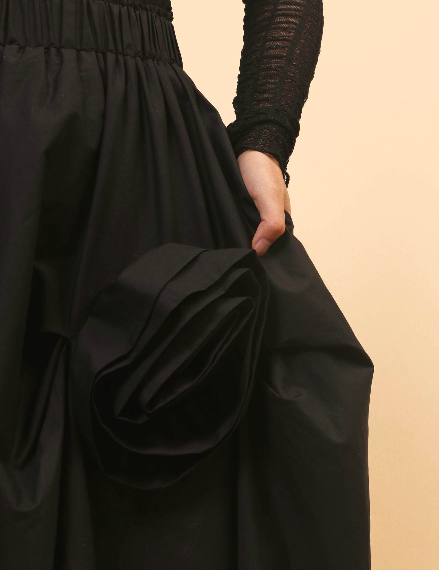 Irregular Hem Flower Decoration Midi Skirt