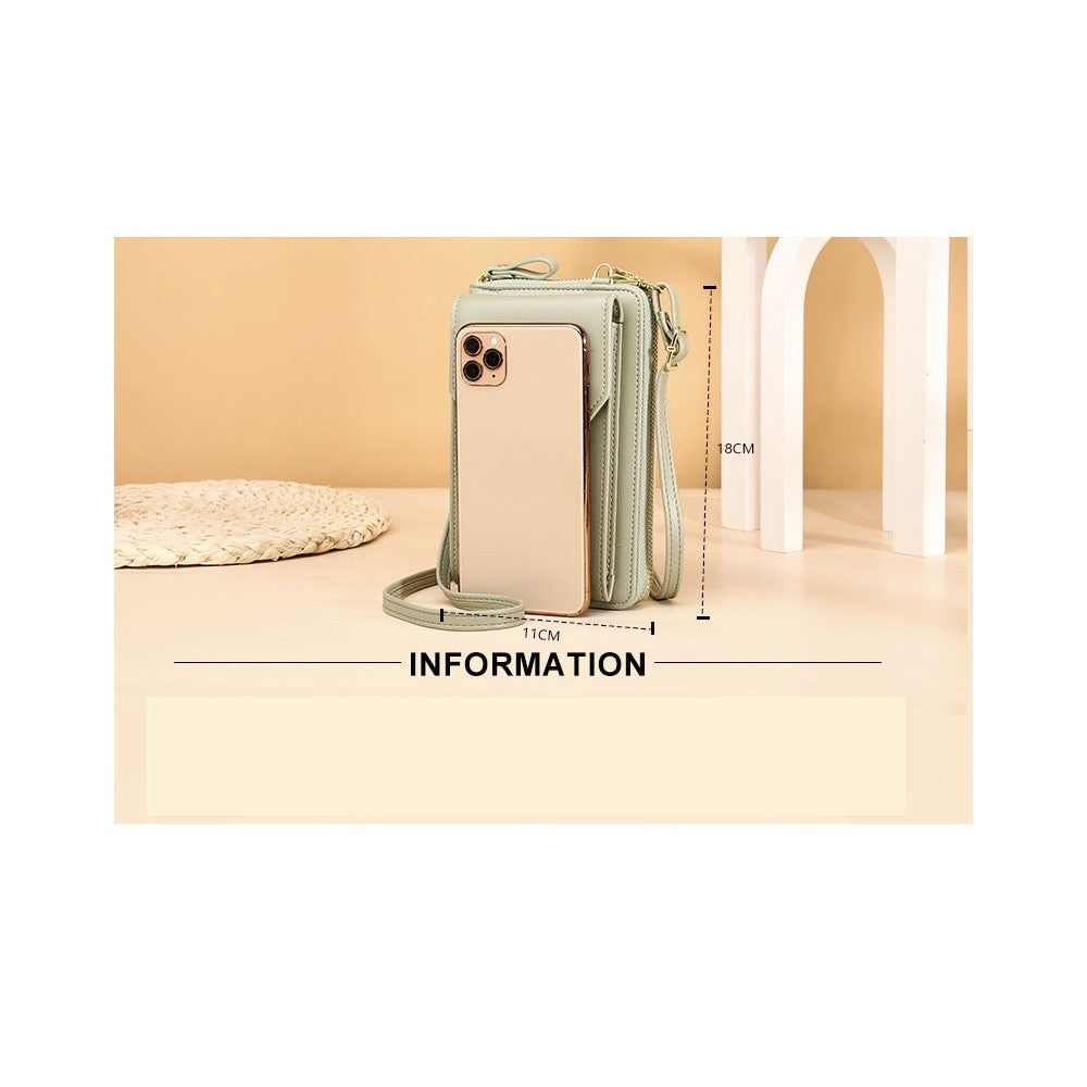 PU Leather Solid Color Multifunctional Small Crossbody Wallet Cell Phone Bag