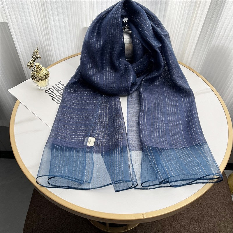 Fashion Plaid Scarf With Gold Trim