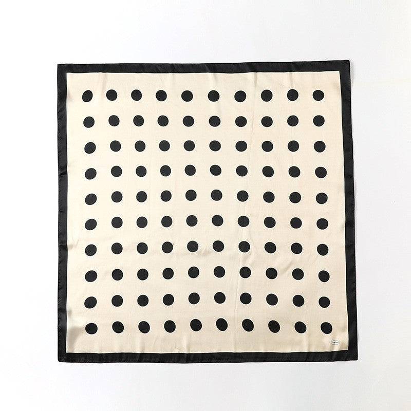 Dots Printed Square Silk Imitation Scarf