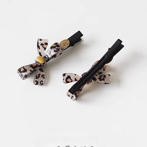 Leopard Bow Mini Hair Clips