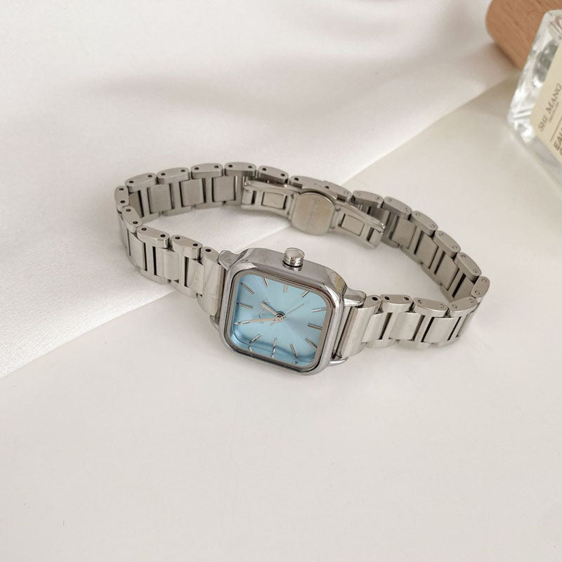 Minimalist Small Square Stainless Steel Watch